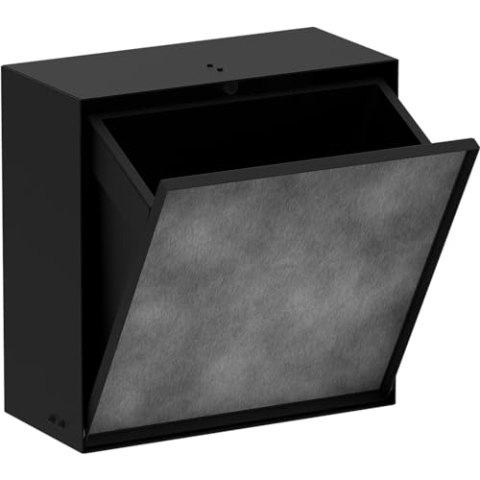 hansgrohe XtraStoris Rock - Einbau Badezimmer Mülleimer mit befliesbarer Tür, eingelassene Wandnische 300 x 300 x 140 mm, Mülleimer Bad, Abfalleimer Bad, Badezimmer Zubehör, Mattschwarz, 56090670