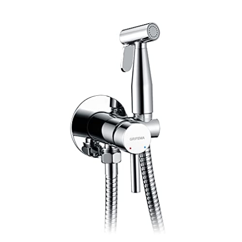 GRIFEMA Bidet mit Handbrause, Einhebelmischer für Bidé WC, Handbrause Bad Bidet mit Halterung und Schlauch, Schwarz, heißes und kaltes Wasser, G154-1