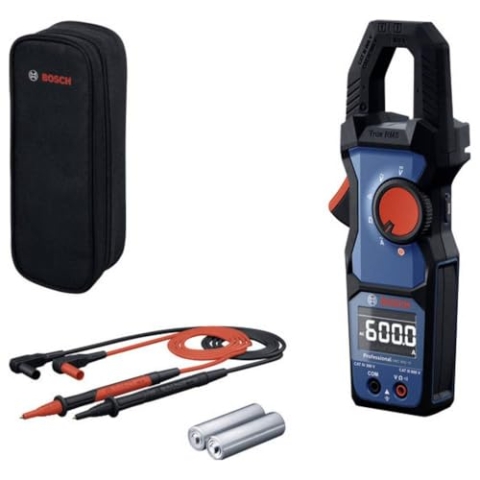 Bosch Professional Elektromessgerät GMC 600-15 (True RMS Zangenmessgerät, AC-Strom bis 600 A, Spannung bis 600 V AC/DC, 2 x 1,5 V LR06 (AA), Messstreifen MS 90, Tasche)