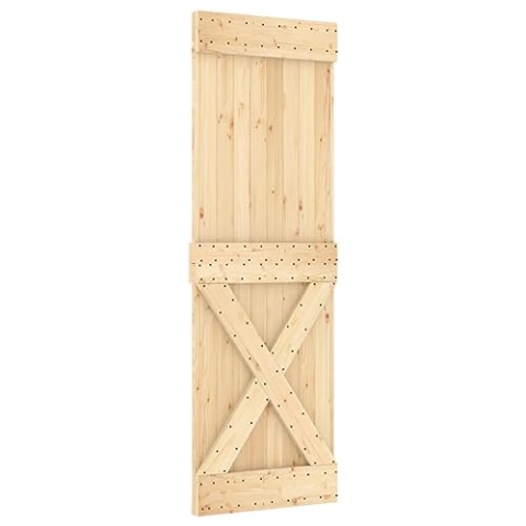 vidaXL Tür, Schiebetür mit Schiebetürbeschlägen, Holztür Schiebetürsystem für Schlafzimmer Scheunen, Innentür Zimmertür, Massivholz Kiefer