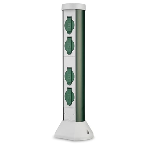 REV Außensteckdose GreenCraft - 4-Fach Garten Steckdosensäule, 52cm Höhe, Outdoor Steckdose IP44 spritzwassergeschützt, grün
