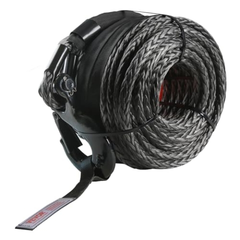 VEVOR Kunststoffseil 9,5 mm x 25,9 m Seilwinde Synthetikseil aus 12 Strängen hochmolekularer Polyethylenfasern Windenseil Powerline ideal zum Ziehen von ATVs UTVs Autos SUVs und großen Offroadern