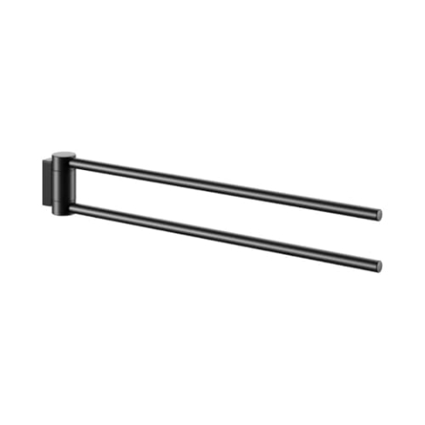 KEUCO Handtuchhalter aus Metall, schwarz matt pulverbeschichtet, zweiarmig, schwenkbar, 43,8cm tief, für Badezimmer und Gäste-Toilette, Wandmontage, Plan Black Selection