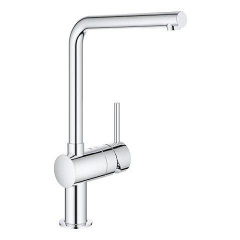 GROHE Minta, Küchenarmatur mit hohem Auslauf (Wasserhahn für die Küche, 360° schwenkbar, wassersparend dank variabler Mengenbegrenzung, einfache Spülbecken-Montage), chrom, 31375000