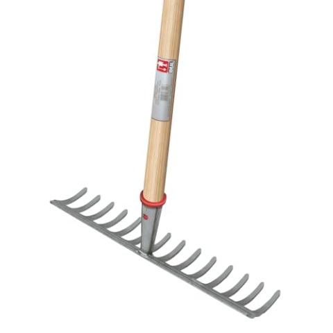 IDEAL Gartenrechen Zum Auflockern, Verteilen, Einebnen der Erde – zum Zusammenrechen von Laub 14 leicht gekrümmten Zinken