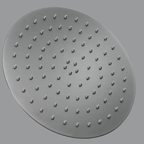 Krobec Feststehender runder Duschkopf, 30 cm, 12 Zoll, Rotguss, Edelstahl AISI304 (Grau)