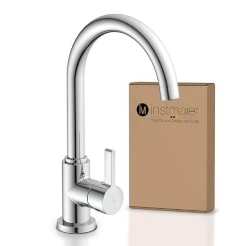 instmaier K3 Küchenarmatur | Wasserhahn Küche | Spültischarmatur mit hohem Auslauf | Armatur für Küchenspüle | Einhebelmischer | Mischbatterie 360° schwenkbar | Chrom