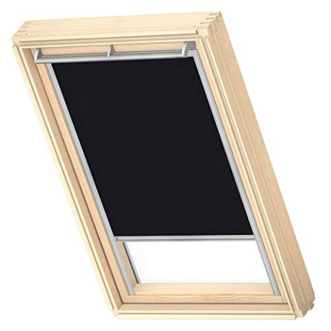 VELUX Original Dachfenster Verdunkelungsrollo, mit Grauer Führungsschiene, Schwarz, für MK04