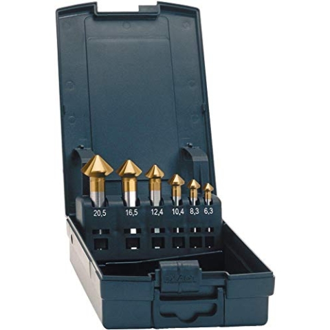 EXACT 50232 Advancedline Kegelsenker Set 90°, Ø 6,3-20,5mm, HSS, TIN-Beschichtung, Rotastop-Schaft, 20,5 mm