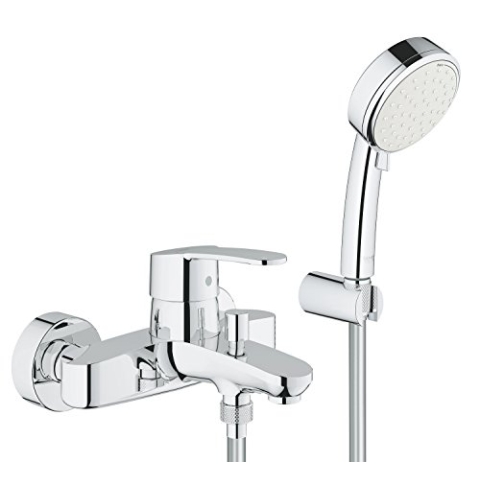 GROHE Eurostyle Cosmopolitan - Einhand-Wannenbatterie (mit Brausegarnitur, Wandmontage, automatische Umstellung: Wanne/Brause), chrom, 3359220A