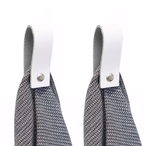 Handles and more - 2 x Handtuchhaken magnetisch - Weiß - 2,5 x 7,4 cm - inkl. Befestigungsmaterial - Handtuchhalter aus echtem Leder - Magnetschlaufe für Handtücher & Geschirrtücher - Wandhaken