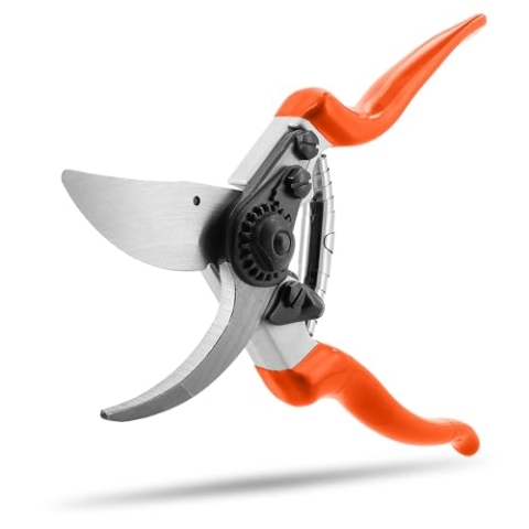 STOCKER - Profi Bypass Gartenschere 22 cm für große Hände, Robuste Verchromte Stahlklinge, Komfortable PVC-Griffe, Ø 22 mm Schnittkapazität, Perfekt für Weinbau & Garten