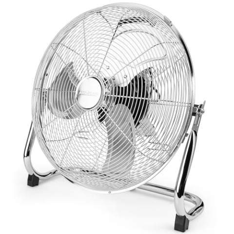 ProfiCare® XL Windmaschine mit 50 cm Ø | Ventilator verstellbarer Winkel | Bodenventilator 3 Stufen | Ventilator leise aus Metall | Luftkühler | Standlüfter | Raumkühler | PC-VL 3067 WM chrom