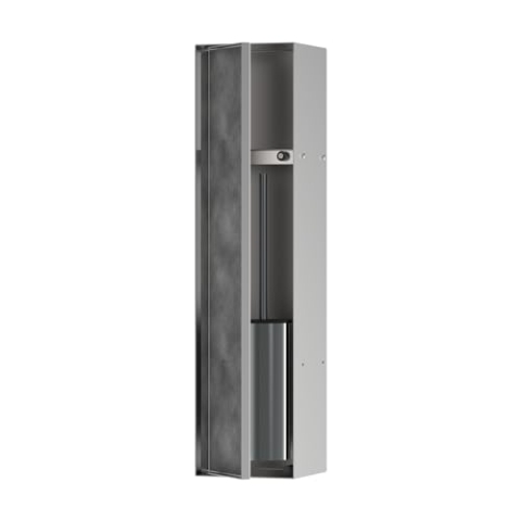 hansgrohe XtraStoris Rock - Einbau-Toilettenbürstenhalter mit Ablage & befliesbarer Tür, eingelassene Wandnische, WC-Bürstenhalter, Klobürstenhalter, Badezimmer Zubehör, Edelstahl gebürstet, 56060800