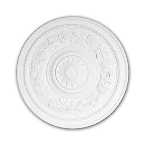 PRO[f]home® - Rosette 156038 Zierelement Deckenelement Rokoko Barock Stil weiß Ø 40 cm Profhome