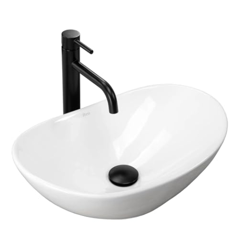 Rea Aufsatzwaschbecken Royal Mini White Waschtisch Handwaschbecken Waschschale Waschbecken für Badezimmer aus hochwertiger Keramik 475 mm x 310 mm x 150 mm (weiß)