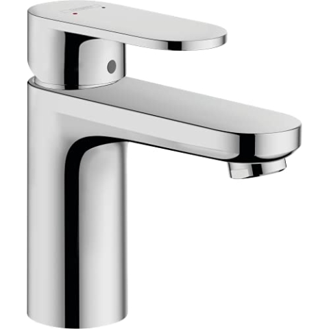 hansgrohe Vernis Blend - Waschtischarmatur mit Zugstangen-Ablauf, Wasserhahn Bad mit Auslauf Höhe 100 mm, Mischbatterie Waschbecken wassersparend (EcoSmart), Chrom