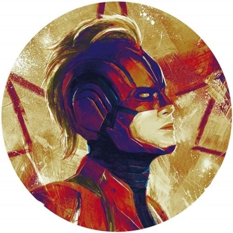 Komar Marvel DOT runde und selbstklebende Vlies Fototapete - Avengers Painting Captain Marvel Helmet - Ø Durchmesser 125 cm - Wandsticker, Kinderzimmer, Wandtattoo - DD1-054