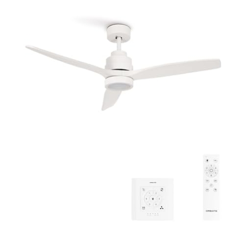 CREATE / WINDSTYLANCE/Deckenventilator mit Beleuchtung Weiß mit Wandschalter und Fernbedienung / 40W, Leise, Ø132 cm, 6 Geschwindigkeiten, Timer, Sommer-Winterbetrieb, doppelte Höhe