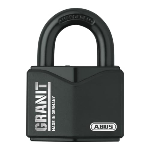 Abus Vorhangschlosss Granit 37/55 Level 10 00842 (Vorhangschloss Vorhängeschloss Hochsicherheitsschloss Präzisionsschloss Bügelschloss Hangschloss Hängeschloss), mit Black-Granit-Beschichtung