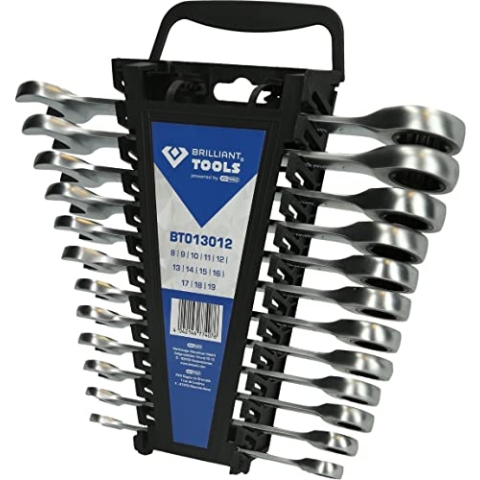 BRILLIANT TOOLS BT013012 Ratschenringschlüssel, 12-tlg [Powered by KS TOOLS]