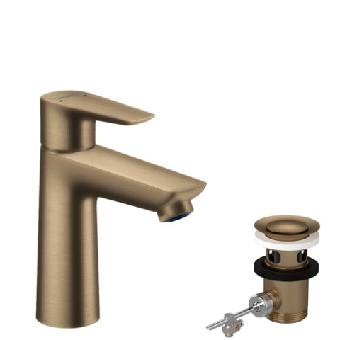 hansgrohe Wasserhahn Talis E (wassersparende Armatur mit hohem Auslauf 110mm, Zugstangen- Ablauf), Brushed Bronze