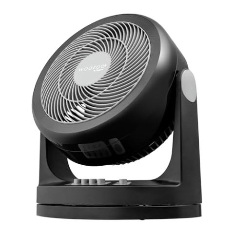 Iris Ohyama Woozoo, 33m², Ventilator, Schwarz, 3 Geschwindigkeiten, Oszillierend, leise, Table Fan, Tischventilator, Lüfter, Bodenventilator, tragbarer, Portable, Cooling, Desk Fan, PCF-HM23