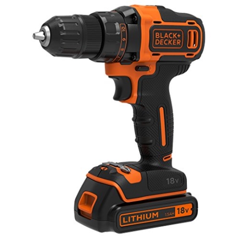 Black + Decker BDCDD186B-QW BDCDD186B Akku-Bohrschrauber, 18 V, Schwarz, 4 Stück
