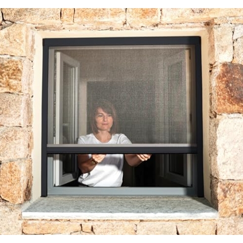 Insektenschutzrollo für Fenster & Türen, Aluminium – Luxus (Anthrazitgrau RAL 7016, L 1250 x H 2200 mm)