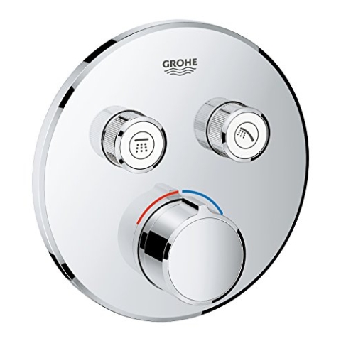 GROHE Grohtherm Smartcontrol, Duscharmatur Unterputzmischer (2 Absperrventile, ultraflaches Design, Wandrosette aus Metall, Fertigmontageset, ohne Rohbau-Set SmartBox), rund, chrom, 29145000