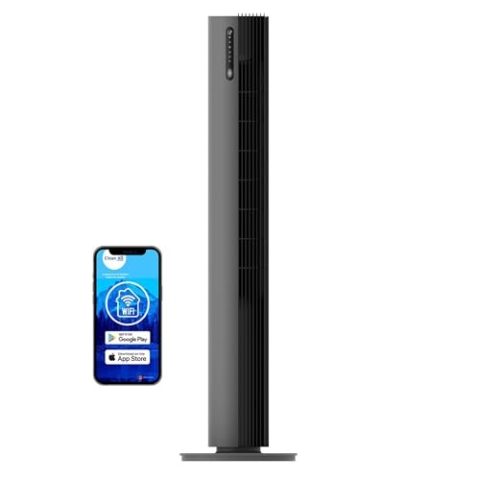 Clean Air Optima CA-407G Smart - Luxus Turmventilator - Luftdurchsatz bis 500m³/h - Oszillation 90º - Staubfilter für saubere und frische Luft - Smartphone-Bedienung