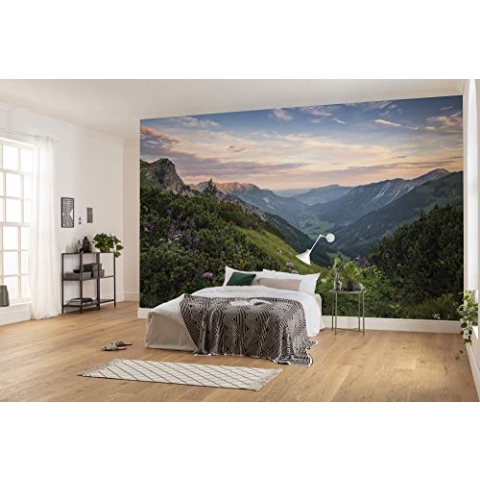 Komar Vlies Fototapete NATURPARK ALLQÄUER HOCHALPEN | Tapete, XXL, Dekoration, Natur, Landschaft, Schlafzimmer, Wohnzimmer, Büro, Flur | Größe 450 x 280 cm (Breite x Höhe) | SHX9-059