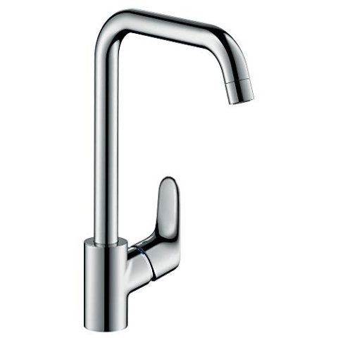 hansgrohe Focus M41 - Küchenarmatur, 1 Stahlart, Wasserhahn Küche mit Auslaufhöhe 260 mm, Mischbatterie Küche 360° schwenkbar, Chrom, 31820000