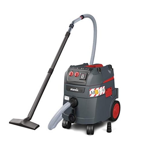 Starmix iPulse M-1635 Safe Industriestaubsauger – BG-BAU förderfähiger Nass-/Trockensauger – Staubklasse M, 35 Liter Behälter, 280 mbar, 75 l/s – 5m Saugschlauch und automatischer Filterabreinigung