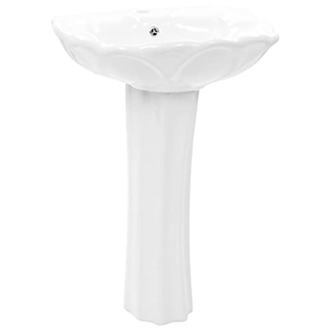 vidaXL Waschbecken mit Säule Keramik Weiß Standwaschbecken Waschtischsäule