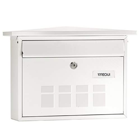 ARREGUI Deco E5701 Briefkasten aus Verzinktem Stahl, Größe M (DIN A4 Post), waagrechter Wandbriefkasten für den Außenbereich, Postkasten für Draußen mit Namensschild und Einwurfklappe, Weiß