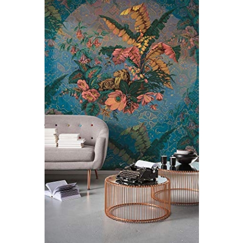 Komar Vlies Fototapete ORIENT BLEU | Tapete, XXL, Dekoration, Jugendstil, Schlafzimmer, Wohnzimmer, Büro, Flur | Größe 200 x 270 cm (Breite x Höhe) | HX4-030