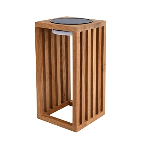 Lumisky CHENNAI Dekorative Solarlaterne, LED, warmweiß, aus massivem Teakholz, Höhe 30 cm