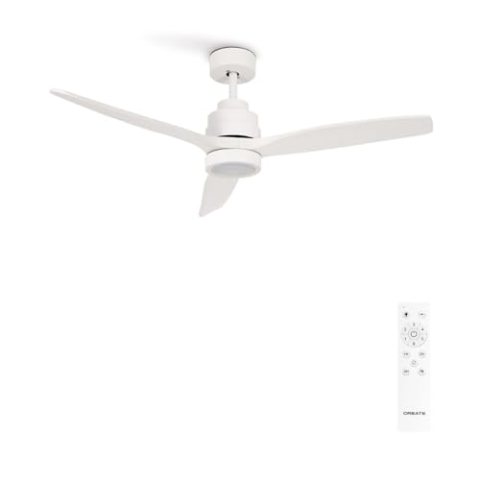 CREATE / WINDSTYLANCE/Deckenventilator mit Beleuchtung Weiß mit Fernbedienung / 40W, Leise, Ø132 cm, 6 Geschwindigkeiten, Timer, Sommer-Winterbetrieb, doppelte Höhe, DC-Motor