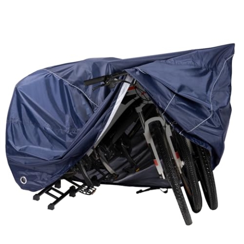 Navaris Fahrradabdeckung XXL Navy - Wetterfeste Fahrradgarage - 210D Polyester mit PU-Beschichtung - Fahrradschutzhülle - Fahrradgarage wetterfest für 3 Fahrräder