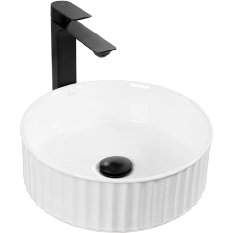 Rea Charlotte Aufsatzwaschbecken für Badezimmer, 365 x 365 x 120 mm, Keramik (weiß)
