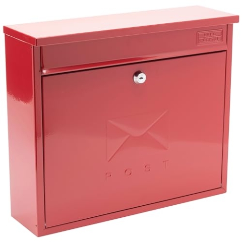 Burg-Wächter MB02R Sterling Post Box Red Elegance Briefkasten zur Wandmontage, verzinkter Stahl, abschließbar, wetterfest, rot, 36x31x10cm