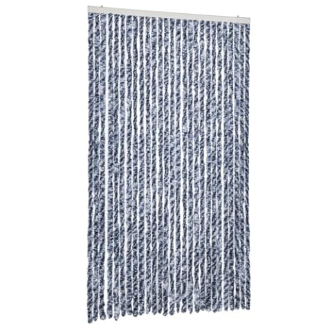 vidaXL Insektenschutz Vorhang Flauschvorhang Plüschvorhang Türvorhang Fadenvorhang Fliegenschutz Wohnwagen Camping Blau Weiß 118x220 cm Chenille
