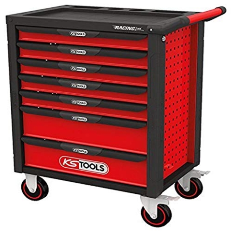 KS Tools 826.7515 Racingline schwarz/rot Werkstattwagen mit 7 Schubladen und 515 Premium-Werkzeugen