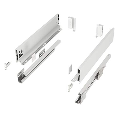 Schubkastensystem JUNKER-SLIM weiß Höhe: 84 mm Tiefe: 450 mm belastbar bis 40 Kg Soft-Close Küchenschublade mit 13 mm schlanken Schubladenzargen