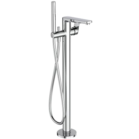 Ideal Standard A6347AA Tonic II freistehende Badearmatur – Einhebel-Badearmatur Ausladung 220 mm mit Stick-Handbrause – Wannenarmatur DN 15 in Chrom