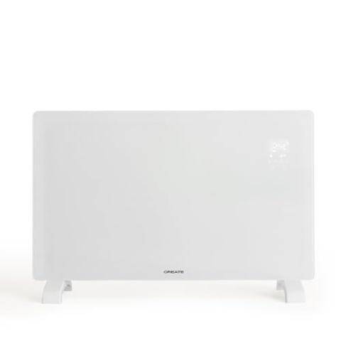 CREATE/WARM CRYSTAL 2000 W/Elektrischer Konvektor aus Glas mit WiFi weiß/LED-Touchscreen, 2 Leistungen