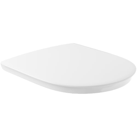 Villeroy & Boch ViCare WC-Sitz barrierefrei AntiBac - Toilettendeckel Weiß Alpin antibakteriell aus Duroplast - mit Edelstahl-Scharnieren - Bruchsicherer WC-Deckel D-Form - Original Ersatzteil