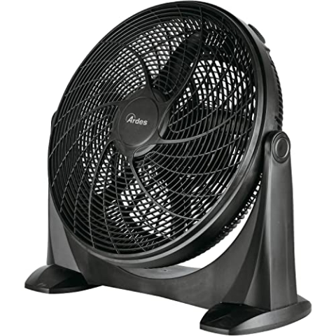 ARDES - AR5A51 Leiser Bodenventilator 5 FLÜGEL SPACE 51 - Bodenventilator ganz in Schwarz mit vertikaler Neigung und manueller Steuerung - Bodenventilator Ardes 3 Geschwindigkeiten