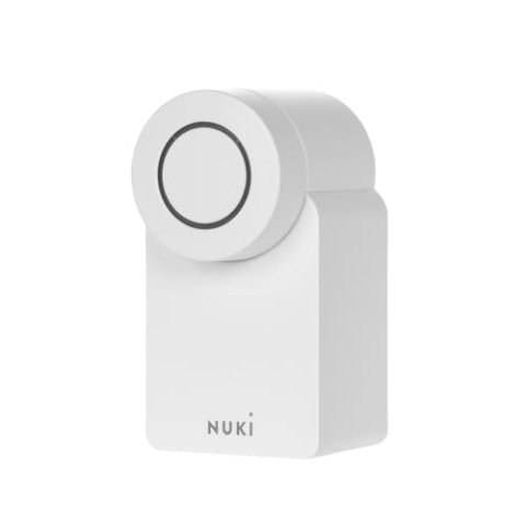 Nuki Smart Lock (2023), Smartschloss mit Matter für schlüssellosen Zugang, ohne strukturelle Eingriffe, elektronisches Schloss verwandelt Ihr Smartphone in einen Schlüssel, weiß